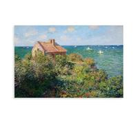 GIEIG Poster sur toile style maison de pêcheur à Varengeville par Claude Monet - Décoration murale moderne pour chambre à coucher - Sans cadre - 50 x 75 cm
