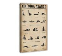 GIEIG Yin Yoga Asanas Knowledge Poster sur toile et art mural Impression moderne Cadre 61 x 91,4 cm