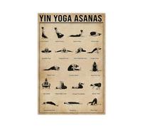 GIEIG Yin Yoga Asanas Knowledge Poster Toile Décoration Chambre Bureau Cuisine Décoration Cadeau Sans Cadre 40,6 x 61 cm