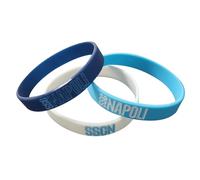 giemme di d'agostino f. srl SSC Napoli Kit 3 bracelets en silicone, logo Naples et inscription, Taglia Unica, Silicone, Pas de gemme