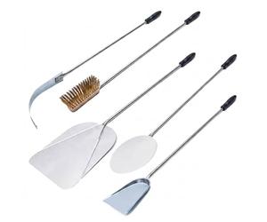 GIEMME Lot 5 Pelles à Pizza Ø30cm Inox Four Bois Professionnel Manche 82 cm