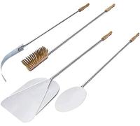 GIEMME Lot de 4 pelles à pizza en acier inoxydable - Pour pizzas Ø30 cm - Manche 57 cm - Compatible fours jusqu’à 40 cm de profondeur