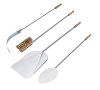 GIEMME Lot de 4 Pelles à Pizza, Pelles pour Four a Bois, Acier INOX, 150 Centimètres, pour Fours Profonds 100/110 cm