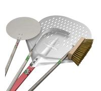 GIEMME Lot de 4 Pelles à Pizza pour Usage Professionnel, Pizzas ø 33 cm, pour Fours Profonds 90-100 cm, fabriqué en Aluminium et Acier