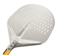 GIEMME Pelle à pizza perforée en aluminium, Professionnel, Anodisée, Forme ronde, Plat perforé (Pelle : Ø 30 cm, Manche : 30 cm)