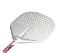 GIEMME - Pelle à Pizza Rectangulaire Perforée en Aluminium Anodisé - Pour Pizzas Ø 33 cm - Pelle à Four Professionnelle avec Manche Long de 120 cm, Fabriquée en Italie