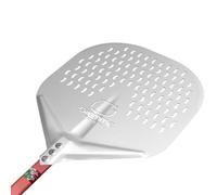 GIEMME Pelle à pizza rectangulaire perforée en aluminium (Tête ø 33 cm, Longueur de manche 90 cm)