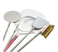 GIEMME Set professionnel de 5 pelles à pizza avec pelle perforée - Aluminium et acier - Pour fours profonds 100/110 cm