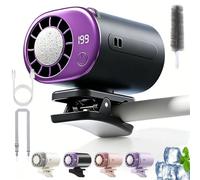 Gienslru 2026 Car Clip on Air Conditioner Fan with LED Display, 360° Rotation Portable Mini Cooling Fan, Portable Mini Cooling Fan with 199 Speeds & Semi-Cooling, USB for Car Office Camping (Gray)