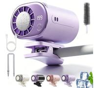 Gienslru 2026 Car Clip on Air Conditioner Fan with LED Display, 360° Rotation Portable Mini Cooling Fan, Portable Mini Cooling Fan with 199 Speeds & Semi-Cooling, USB for Car Office Camping (Purple)