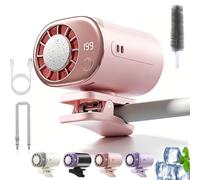 Gienslru 2026 Car Clip on Air Conditioner Fan with LED Display, 360° Rotation Portable Mini Cooling Fan, Portable Mini Cooling Fan with 199 Speeds & Semi-Cooling, USB for Car Office Camping (Pink)