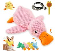 Gienslru Calming Duck Toy for Dogs, Crinkle Duck Plush, Calming Ducks for Dogs, Yellow Ducks Dog Toy, Soft Stuffed Plush Mellow Calmings Pillow Suitable Puppies and Small & Medium Dog (Pink,L)