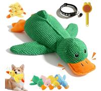 Gienslru Calming Duck Toy for Dogs, Crinkle Duck Plush, Calming Ducks for Dogs, Yellow Ducks Dog Toy, Soft Stuffed Plush Mellow Calmings Pillow Suitable Puppies and Small & Medium Dog (Green,L)