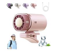 Gienslru Car Clip on Air Conditioner Fan with LED Display - Portable USB Rechargeable Personal Cooling Fans, 360° Rotation & 199 Speeds Adjustable, for Car Seat, Backseat, Office, Truck, Tent (Pink)