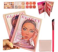 Gienslru Christine Makeup Book Palette, 82 Color Eyeshadow Palette Colorful Makeup, Eye Shadow Palette Makeup Book, Christine 3-in-1 Palette Notebook Eye Shadow + Highlighter + Blush (1pc)
