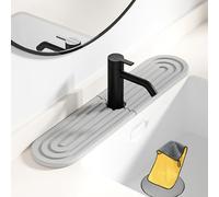 Gienslru Contour de Robinet Absorbant, Contour Robinet Absorbant, Pierre absorbante evier, Long Plateau d'évier en Pierre de diatomite à séchage Rapide (C-Gris, 60 * 10cm)