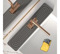 Gienslru Contour de Robinet Absorbant, Contour Robinet Absorbant, Pierre absorbante evier, Long Plateau d'évier en Pierre de diatomite à séchage Rapide (A-Gris foncé, 60 * 10cm)