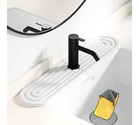 Gienslru Contour de Robinet Absorbant, Contour Robinet Absorbant, Pierre absorbante evier, Long Plateau d'évier en Pierre de diatomite à séchage Rapide (C-Blanc, 60 * 10cm)