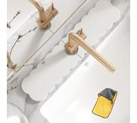 Gienslru Contour de Robinet Absorbant, Contour Robinet Absorbant, Pierre absorbante evier, Long Plateau d'évier en Pierre de diatomite à séchage Rapide (B-Blanc, 40 * 10cm)