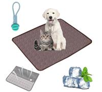Gienslru Cooling Mat Dog, Non-Slip and Durable Dog Cooling Mat Pad, Washable Soft Kennel Pads, Foldable Cooling Mat, Dogs, Cats for Summer (Brown, XL)