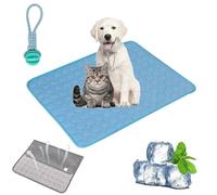 Gienslru Cooling Mat Dog, Non-Slip and Durable Dog Cooling Mat Pad, Washable Soft Kennel Pads, Foldable Cooling Mat, Dogs, Cats for Summer (Blue, XS)