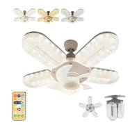 Gienslru Crystal-Effect LED Ceiling Fan with Lights, 5-Blade Dimmable Chandelier, Remote Control, 3 Speeds, E27 Socket, White (1Pc)