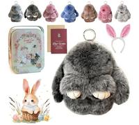 Gienslru Easter Keychain With Tin Box, 4" Handmade Soft Bunny Charms, Easter Cute Bunny Plush Keychain, for Women & Teens Sweet Surprise (B-1)