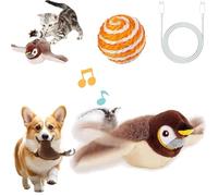 Gienslru Flybird Chat, Oiseau Volant pour Chat, Jouet pour Chat Oiseau Qui Vole, Jouet Interactif pour Ch-at avec Ailes Battantes, Jouet en Peluche Simulant Le Gazouillis (Type A)