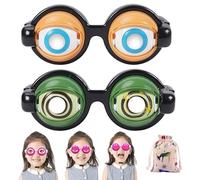 Gienslru Funny Novelty Glasses with Blinking Eyes, Blinking Winking Glasses, Big Eye Wacky Party Glass and Selfie Props, Funny Glass for Adults, for Halloween Pranks and Quirky Toy (B)