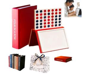 Gienslru Hangman Game Book, Vocabulary Words Spelling Challenge Table Game, 3D Printed Magnetic Chess Set, Hangmans Challenge Games, Portable Books Design Board Games for Adults (Four in a Row)
