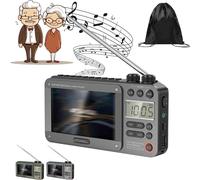Gienslru High-End Video Plug-in Bluetooth Pocket Full Band Video Radio, High-End Video Plug-in Bluetooth Pocket TV, Personal AM/FM Pocket Radio Portable, Support USB, TF Card, Antenna (Black)