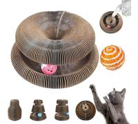 Gienslru Kitten Curl, Kitten Curl Toy, Kitten Kurls Cat Toy, Interactive Scratch Pad Cat Toy with Toy Bell Ball for Indoor Cat, Magic Organ Cat Scratcher Board (A)