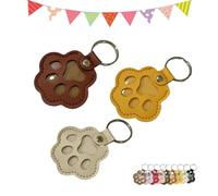 Gienslru Leather Pet Memorial Keychain, Leather Cat Paw Keychain, Dog Hair Keychain, Dog Cute Leather Paw Keepsake Keyring, Pet Memorial Gifts for Bag Purse Paw Charm Key Holder (A)