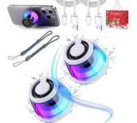 Gienslru Magvibe - Lot de 2 haut-parleurs magnétiques Bluetooth avec pilier sonore Magvibe Sound Pillar, étanche IPX6, sans fil, avec lumière RVB, pour fête, jeu, camping (blanc)