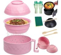 Gienslru Microwave Ramen Bowl with Lid, 2026 New Ramen Noodles Bowl Set with Chopsticks, Spoon and Fork, Large Portable Soup Container with Handles for Dorm Room College Apartment Essentials (Pink)