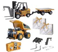 Gienslru Mini Rc Construction Series, Pocket Dump Truck, APP Control 1/64 Mini RCS Constructions Crane Forklift Trucks, RC Construction Vehicle Set, Vehicle Toy for Adult Kid (A)