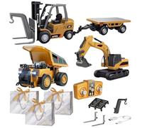 Gienslru Mini Rc Construction Series, Pocket Dump Truck, APP Control 1/64 Mini RCS Constructions Crane Forklift Trucks, RC Construction Vehicle Set, Vehicle Toy for Adult Kid (E)