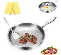 Gienslru Poêle en titane de qualité supérieure - Tovara Titanium Pro - 26/28/30 cm - Poêle en titane avec couvercle - Poots et pans, multifonction, parfaite pour toutes les plaques de cuisson (No Lid