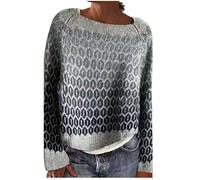 Gienslru Pull Islandais Femme de Noel Gilet Chic et Elegant col Rond Jacquard Gilets Manche Longue Pulls Cachemire Sweat Grande Taille Sweatshirts Tricoté Sweater Hiver Automne Sweaters Norvégien