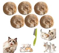 Gienslru Rabbit Fur Ball Cat Toy, Soft Fluffy Cat Toy Ball, Furry Catnip Toys Balls, Cats Fuzzy Balls Fur Pets Toys, Washable & Fun, Cats Exercise Training Chasing for Indoor Pets (6pcs)