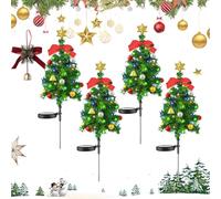 Gienslru Solar Christmas Tree Lights Holiday Decorations, Solar Christmas Tree Stake Light, Waterproof Festive LED Garden Stake Light, with 20 LED Lights, for Yard Porch Pathway lawns (B,4PCS)
