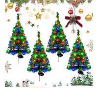 Gienslru Solar Christmas Tree Lights Holiday Decorations, Solar Christmas Tree Stake Light, Waterproof Festive LED Garden Stake Light, with 20 LED Lights, for Yard Porch Pathway lawns (A,4PCS)