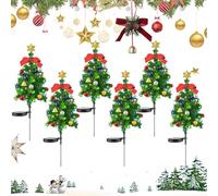 Gienslru Solar Christmas Tree Lights Holiday Decorations, Solar Christmas Tree Stake Light, Waterproof Festive LED Garden Stake Light, with 20 LED Lights, for Yard Porch Pathway lawns (B,6PCS)