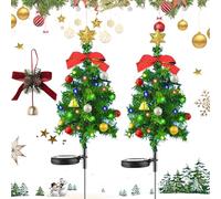 Gienslru Solar Christmas Tree Lights Holiday Decorations, Solar Christmas Tree Stake Light, Waterproof Festive LED Garden Stake Light, with 20 LED Lights, for Yard Porch Pathway lawns (B,2PCS)