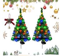Gienslru Solar Christmas Tree Lights Holiday Decorations, Solar Christmas Tree Stake Light, Waterproof Festive LED Garden Stake Light, with 20 LED Lights, for Yard Porch Pathway lawns (A,2PCS)