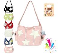 Gienslru Solarix Crossbody Bag, Solarix Bag, Y2k Star Tote Hobo Bag for Women, Aestheic Shoulder Bag, Large Capacity Corduroy (F)