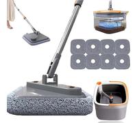 Gienslru Spin Mop M16, Self Wash Spin Mop M16, 360° Rotating Adjustable Cleaning Square Spin Mop, Spin Mop and Bucket with Wringer Set, Wet and DrySpinning Mop for Lazy Mopping (D)