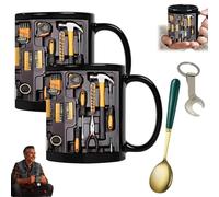 Gienslru The Ultimate Mechanic's Toolbox Mug, 11oz Mechanic Tool Design Tea Drinkware, 11oz Ceramic Mechanic Toolbox Coffee Cup, Funny Tool Box Tea Mug for Men Dad Home Office (2pcs)