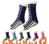 Gienslru Ultra-thick Cashmere Slipper Home Socks, Winter Socks Women Fluffy, Slipper Socks Womens 4-7 Non Slip (C, Adulte, 34, Numérique (intervalle), Système Taille Chaussures EU, 41, Moyen)