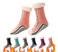 Gienslru Ultra-thick Cashmere Slipper Home Socks, Winter Socks Women Fluffy, Slipper Socks Womens 4-7 Non Slip (F, Adulte, 34, Numérique (intervalle), Système Taille Chaussures EU, 41, Moyen)